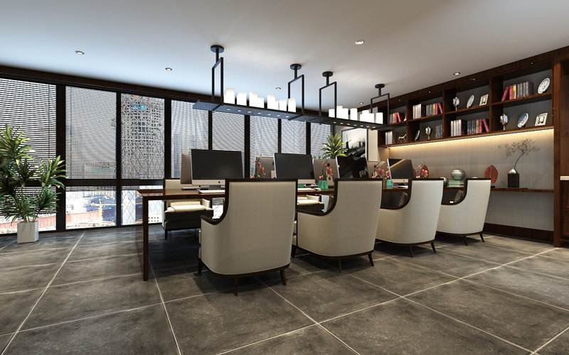 新中式<a href=http://m.chinanon-gm.com/tags-457.html target=_blank class=infotextkey>辦公室裝飾設計</a>效果圖